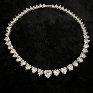 Gorgeous Graduated Heart CZ Tennis Necklace